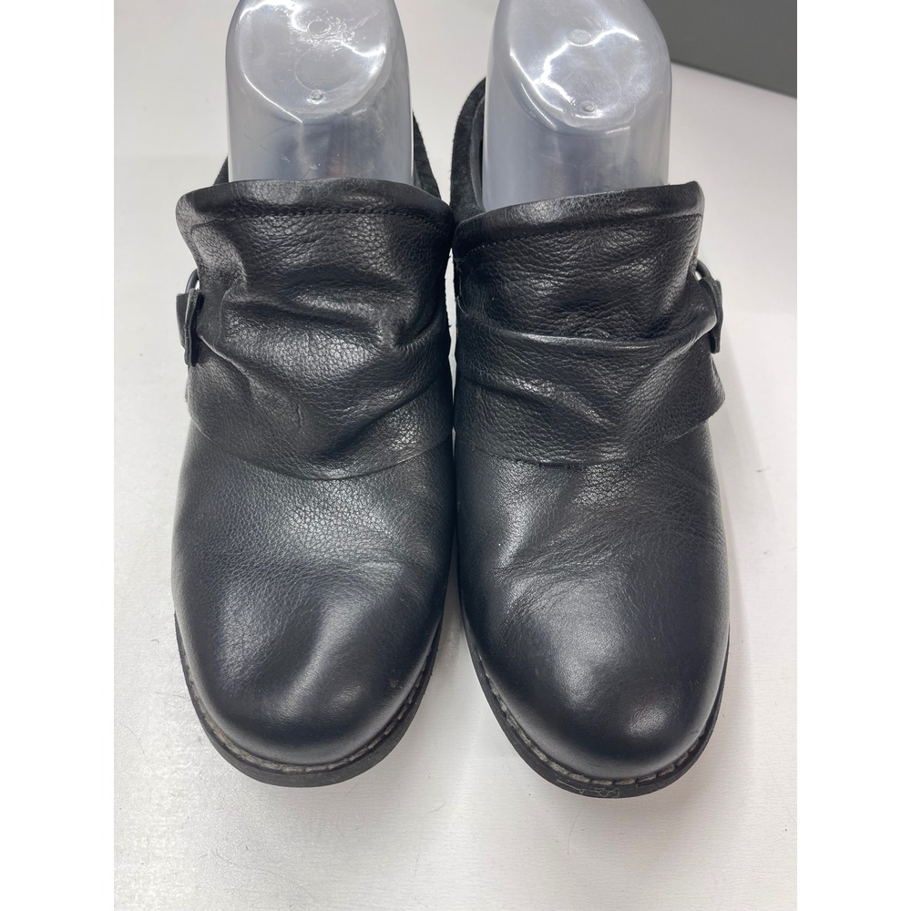Merrell Womens Black Leather Slip On Clogs Buckle Detail Mules Size 8